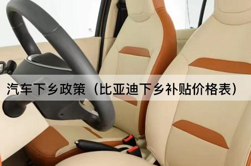 汽车下乡政策（比亚迪下乡补贴价格表）